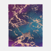 Moody Luxe Marble | Tief Lila und Aquamarine Rose  Fleecedecke (Vorderseite)