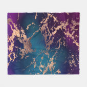 Moody Luxe Marble | Tief Lila und Aquamarine Rose  Fleecedecke (Vorderseite (Horizontal))
