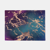 Moody Luxe Marble | Tief Lila und Aquamarine Rose Fußmatte (Vorderseite)