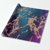 Moody Luxe Marble | Tief Lila und Aquamarine Rose Geschenkpapier (Ungerollt)