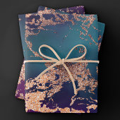 Moody Luxe Marble | Tief Lila und Aquamarine Rose Geschenkpapier Set