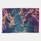 Moody Luxe Marble | Tief Lila und Aquamarine Rose  Geschirrtuch (Horizontal)