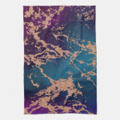 Moody Luxe Marble | Tief Lila und Aquamarine Rose Geschirrtuch (Vertikal)