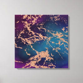 Moody Luxe Marble | Tief Lila und Aquamarine Rose Leinwanddruck