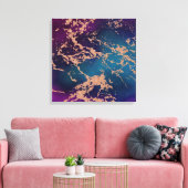 Moody Luxe Marble | Tief Lila und Aquamarine Rose  Leinwanddruck (Insitu (Wohnzimmer))