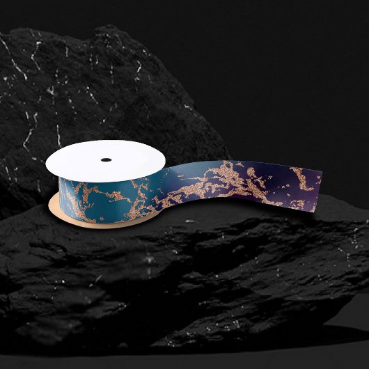 Moody Luxe Marble | Tief Lila und Aquamarine Rose Satinband