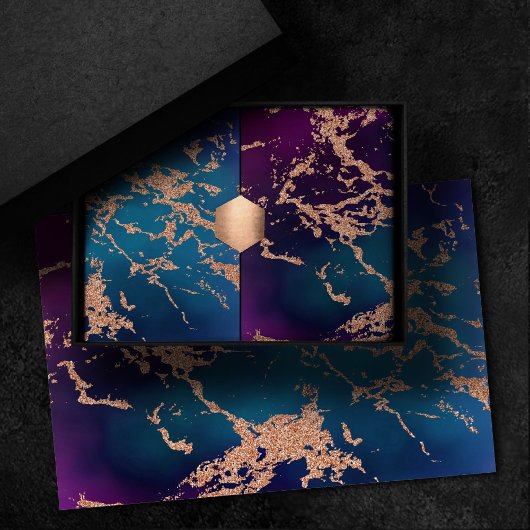 Moody Luxe Marble | Tief Lila und Aquamarine Rose  Seidenpapier