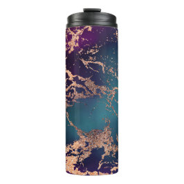 Moody Luxe Marble | Tief Lila und Aquamarine Rose Thermosbecher