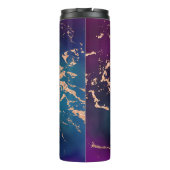 Moody Luxe Marble | Tief Lila und Aquamarine Rose Thermosbecher (Rückseite)