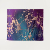 Moody Luxe Marble | Tief Lila und Aquamarine Rose Wandteppich (Vorderseite (Horizontal))