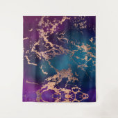 Moody Luxe Marble | Tief Lila und Aquamarine Rose Wandteppich (Vorderseite)