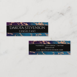 Moody Luxe Marble | Tief Lila und Aquamarines Bran Mini Visitenkarte