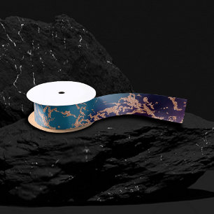 Moody Luxe Marmor   Tiefes Violett und Teal Roségo Satinband