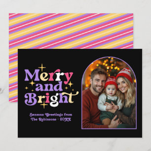 Moody Luxe Modern Retro Weihnachtsfamilie Foto Feiertagskarte
