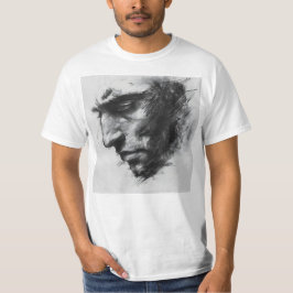Moody Man's Face Charcoal Sketch T-Shirt