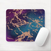 Moody Marble | Deep Luxe Lila Aquamarine Rose Gold Mousepad (Mit Mouse)