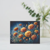 Moody Marigolds Watercolor Orange Blume Postkarte (Stehend Vorderseite)