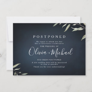 Moody Marine Minimal Grün Hochzeit Verschiebung Einladung