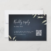 Moody Marine minimale grüne Hochzeit QR-Code RSVP Karte (Vorderseite)