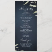 Moody Marine minimale grüne rustikale Hochzeitspro Menükarte (Rückseite)