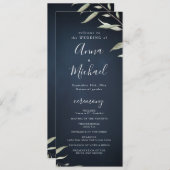 Moody Marine minimale grüne rustikale Hochzeitspro Menükarte (Vorne/Hinten)