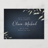 Moody Marine minimale Vegetation Save the Date Ankündigungspostkarte (Vorderseite)