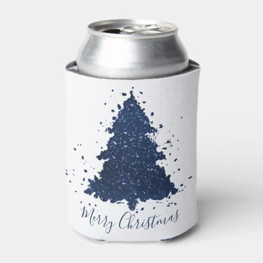 Moody Merry Christmas | Classy Dark Navy Blue Tree Dosenkühler (Kanne Vorderseite)