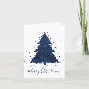 Moody Merry Christmas Classy Dark Navy Blue Tree Feiertagskarte