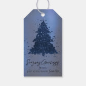 Moody Merry Christmas | Classy Dark Navy Blue Tree Geschenkanhänger (Rückseite)
