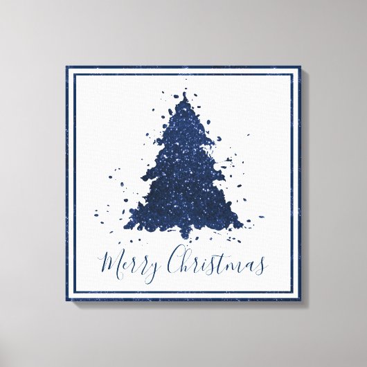 Moody Merry Christmas | Classy Dark Navy Blue Tree Leinwanddruck (Vorderseite)