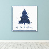 Moody Merry Christmas | Classy Dark Navy Blue Tree Leinwanddruck (Insitu (Holzboden))