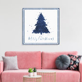 Moody Merry Christmas | Classy Dark Navy Blue Tree Leinwanddruck (Insitu (Wohnzimmer))