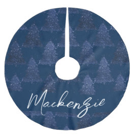 Moody Merry Christmas | Classy Dark Navy Blue Tree Polyester Weihnachtsbaumdecke