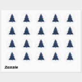 Moody Merry Christmas | Classy Dark Navy Blue Tree Runder Aufkleber (Blatt)