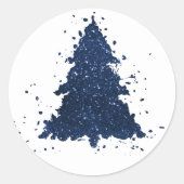 Moody Merry Christmas | Classy Dark Navy Blue Tree Runder Aufkleber (Vorderseite)