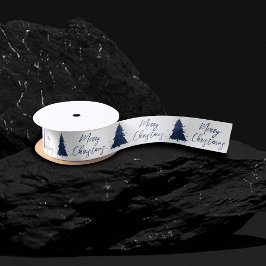 Moody Merry Christmas | Classy Dark Navy Blue Tree Satinband