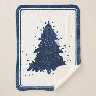 Moody Merry Christmas   Classy Dark Navy Blue Tree Sherpadecke