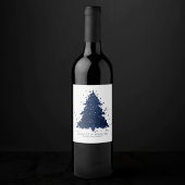 Moody Merry Christmas | Classy Dark Navy Blue Tree Weinetikett