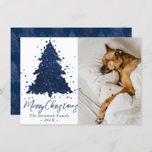 Moody Merry Christmas   Classy Navy Blue Foto Feiertagskarte