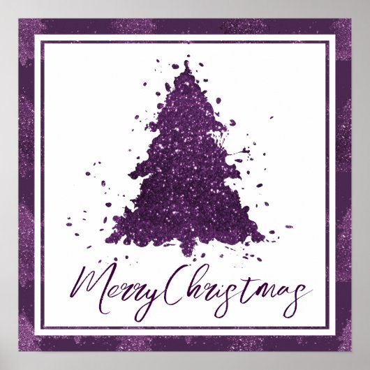 Moody Merry Christmas | Dark Plum Purple Tree Poster (Vorne)
