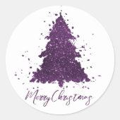 Moody Merry Christmas | Deep Plum Lila Custom Runder Aufkleber (Vorderseite)