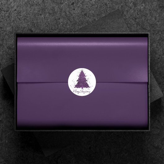 Moody Merry Christmas | Deep Plum Lila Custom Runder Aufkleber