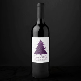 Moody Merry Christmas | Deep Plum Lila Custom Weinetikett
