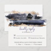 Moody Midnight Wedding RSVP Card Karte (Vorne/Hinten)