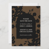 Moody Modern Floral Save the Date Karte braun (Rückseite)