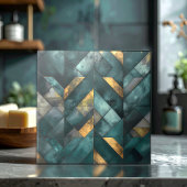 Moody Modern Mosaic Dark Green Gold ID1185 Fliese
