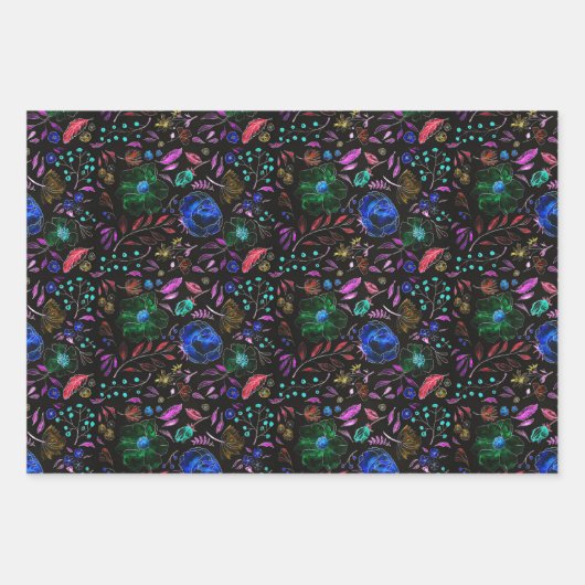 Moody Modern Winter Botanische Weihnachtsblume  Geschenkpapier Set (Vorderseite)