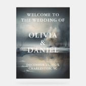 Moody Modern Winter Wedding Willkommen Acrylschild (Vorderseite)