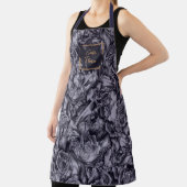 Moody Monochrome Deep Navy Blue Floral Muster Schürze (InSitu)