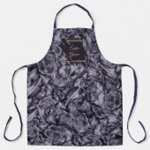 Moody Monochrome Deep Navy Blue Floral Muster Schürze (Vorderseite)
